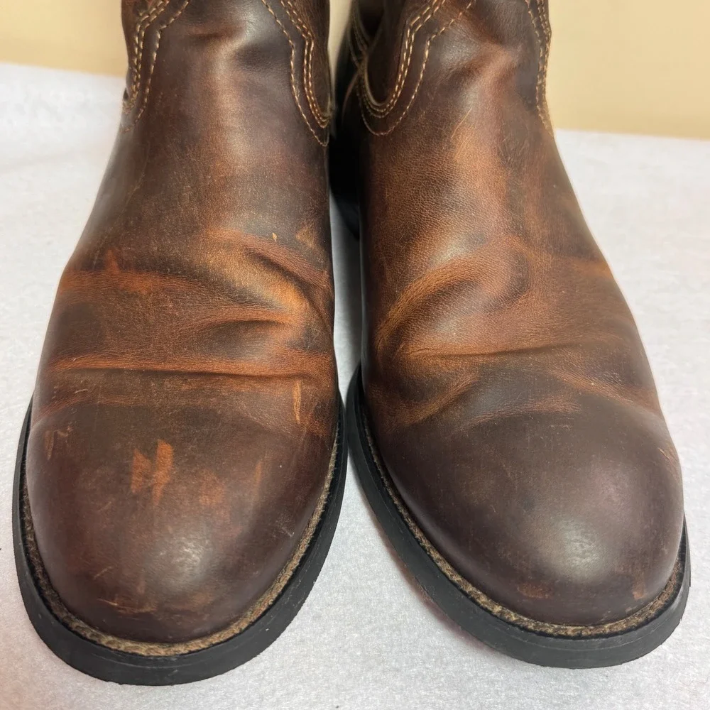 Ariat Mens Heritage Roper Distressed 13D Brown Leather Western Cowboy Boots ATS - Picture 7 of 15